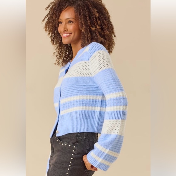 Altar’d State Blue & White Striped Knit Cardigan | Size Small | NWT - Picture 2 of 6